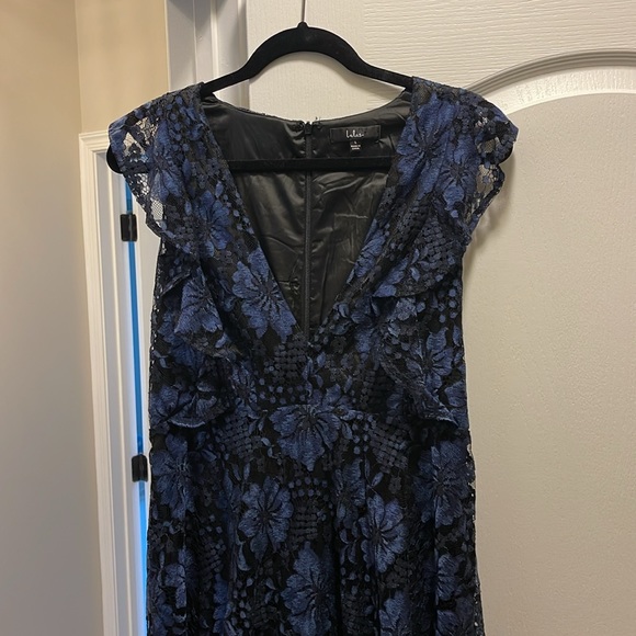Lulus Molinetto Navy Blue Lace Ruffled Tiered Sleeveless Maxi Dress - Picture 4 of 5